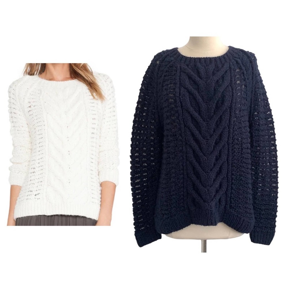 Ulla Johnson Navy Cable Knit Alpaca Wool Rune Sweater